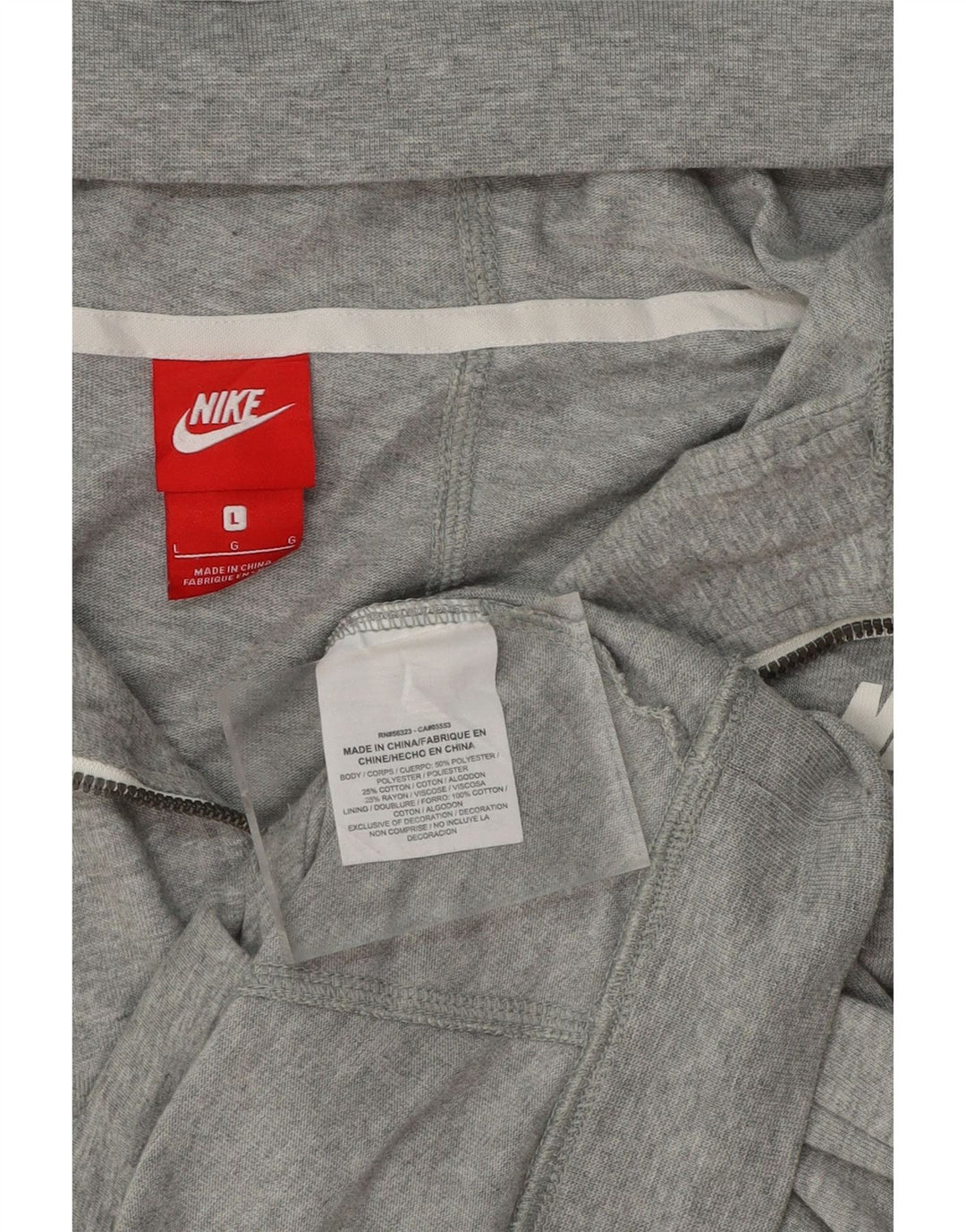 NIKE Mens Zip Hoodie Sweater Large Grey Polyester Vintage Nike and Second-Hand Nike from Messina Hembry 