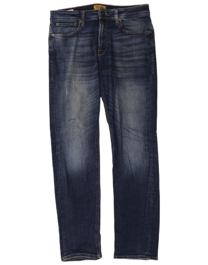 Męskie proste dżinsy Jack & Jones W32 L32 Niebieskie bawełniane