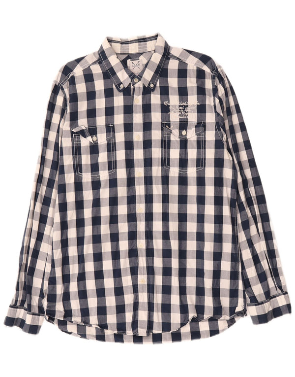 Crew Clothing Męska koszula o dopasowanym kroju XL, granatowa, bawełniana w kratkę