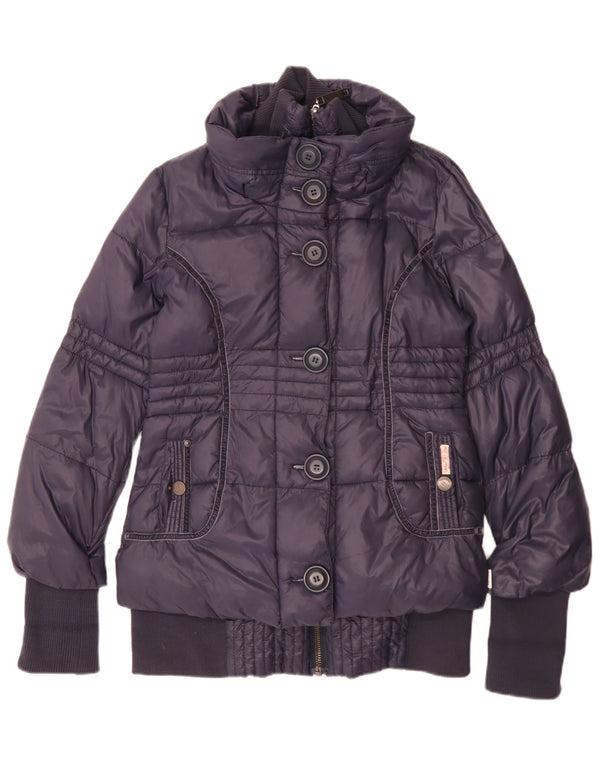 Damska ocieplana kurtka KHUJO UK 14, duża, granatowa, poliamid