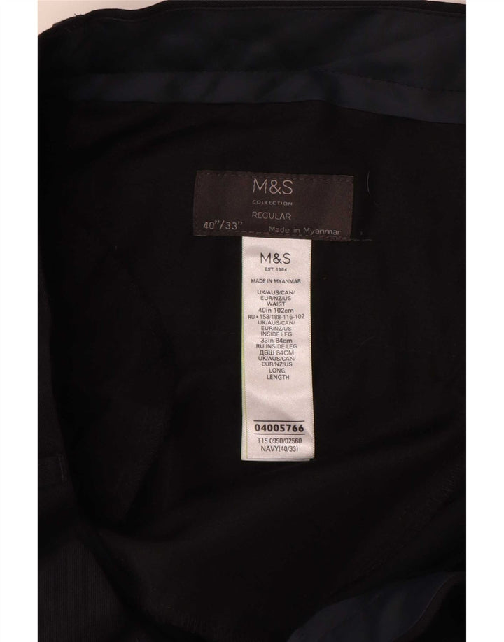 Męskie spodnie garniturowe Marks & Spencer W40 L33 Granatowy poliester