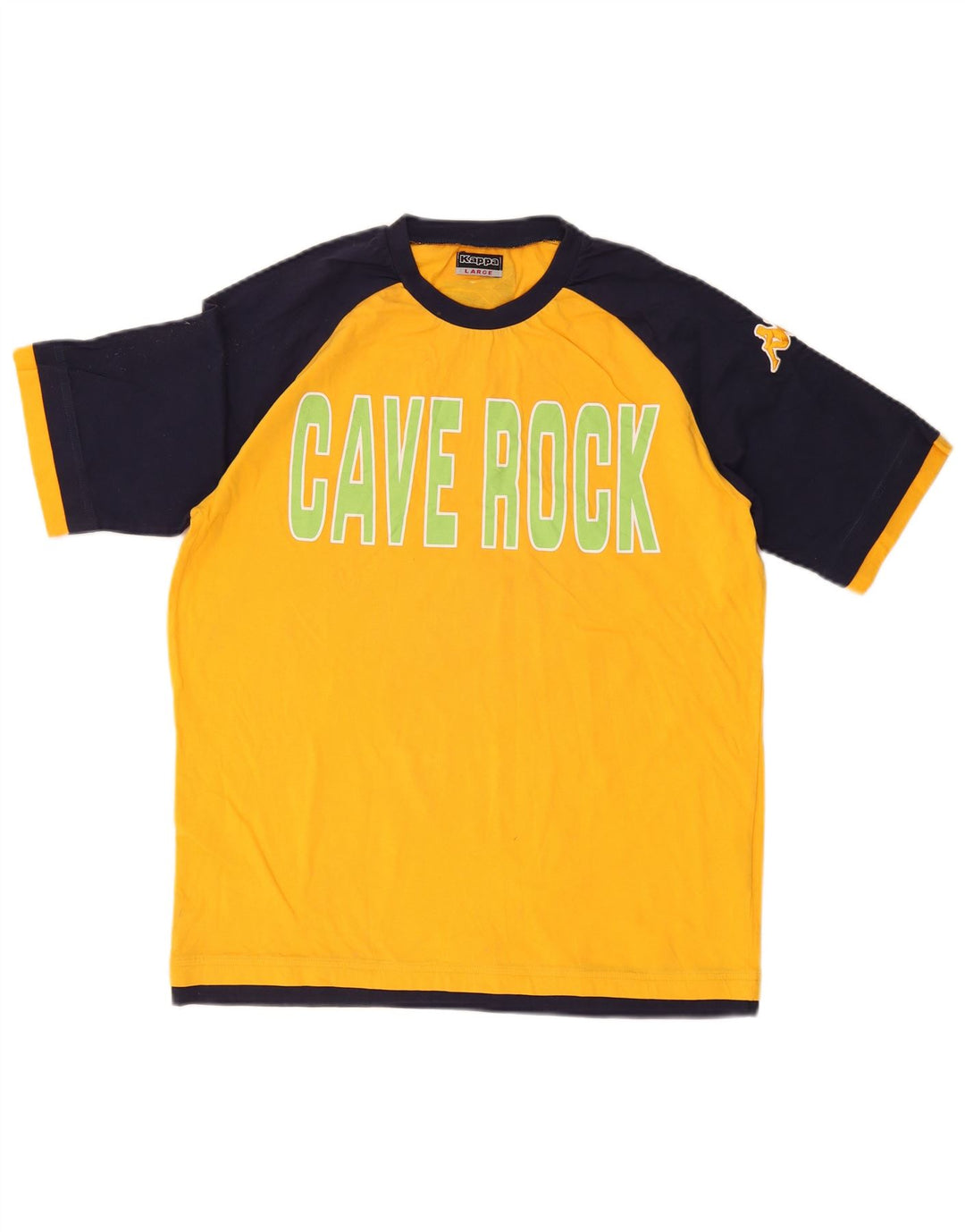 Męski T-shirt KAPPA z grafiką, duży, żółty, bawełniany z blokami kolorów
