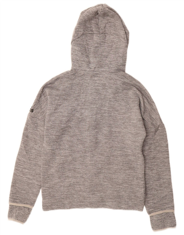 Chłopięcy sweter Adidas z grafiką i zamkiem błyskawicznym, 11-12 lat, szary, nakrapiany poliester