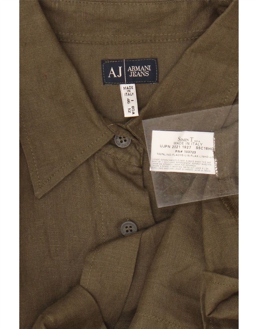 Koszula damska Armani Jeans UK 16 duża, lniana khaki