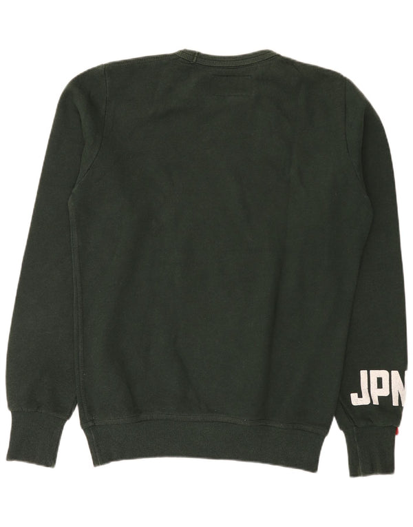 Męski sweter z grafiką Superdry, średniozielony, bawełniany