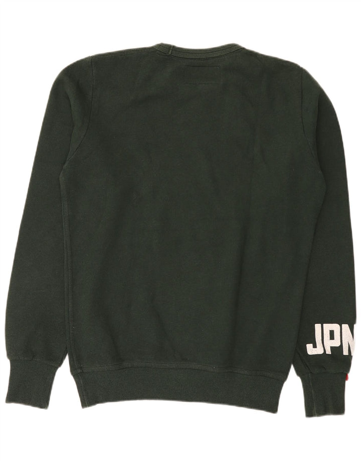 Męski sweter z grafiką Superdry, średniozielony, bawełniany