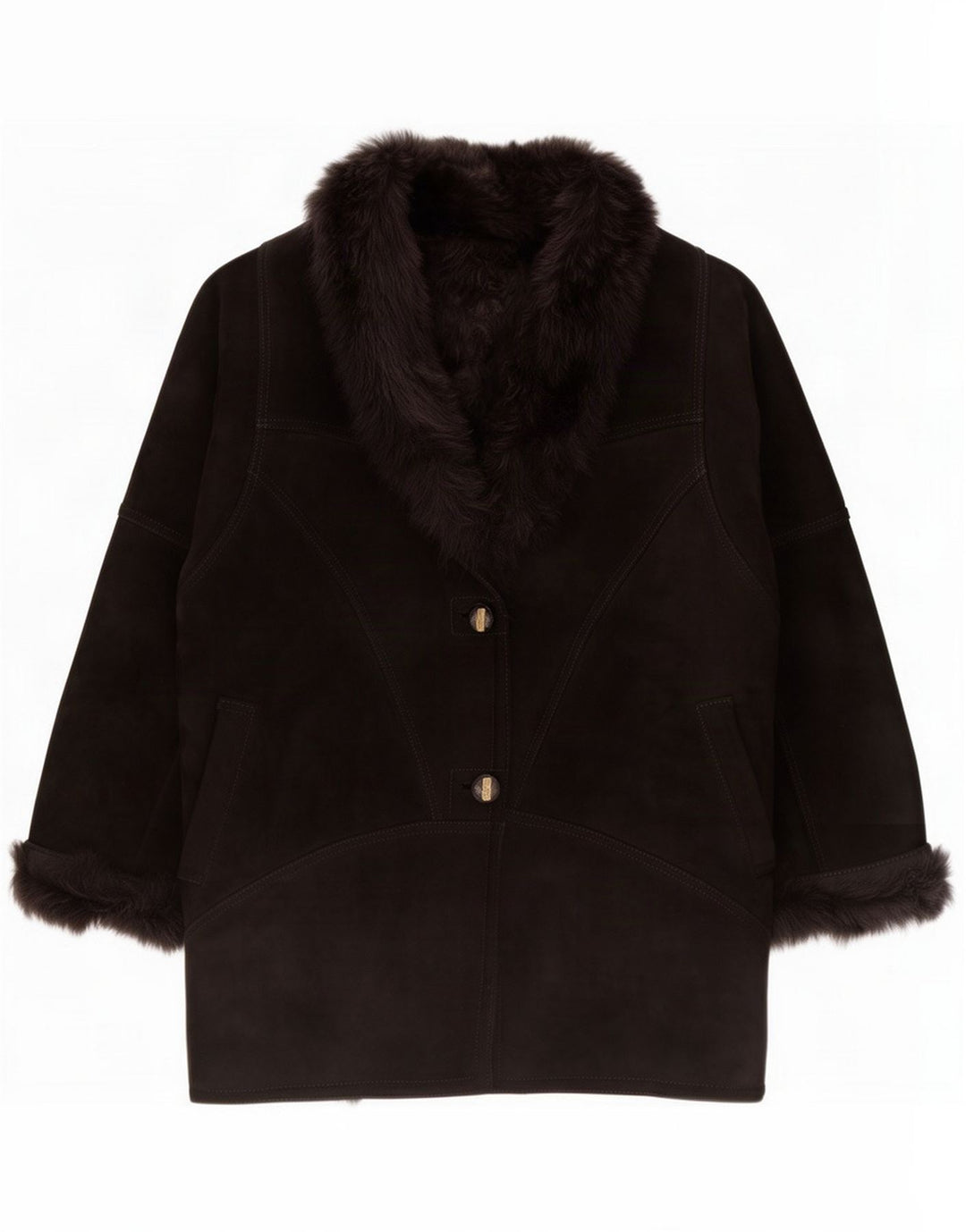 Vintage damska kurtka shearling IT 48 XL czarna