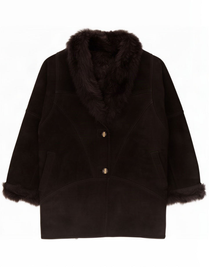 Vintage damska kurtka shearling IT 48 XL czarna