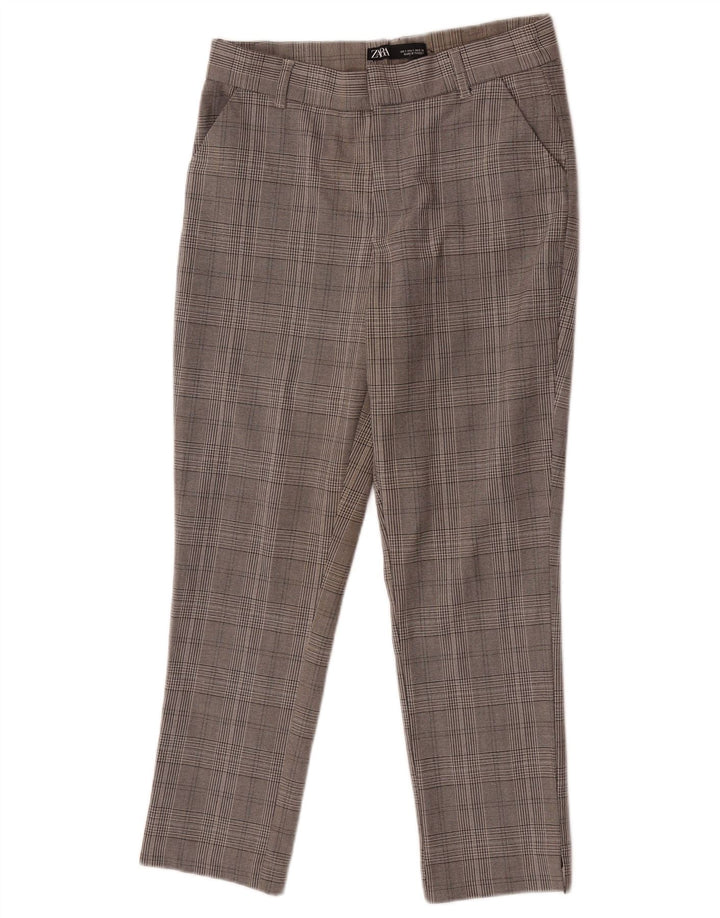Spodnie damskie Zara Slim Chino, małe W26 L25, szara krata