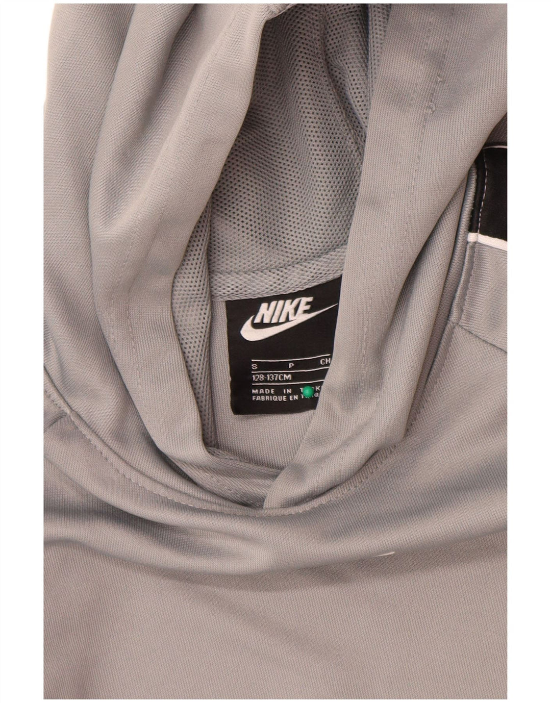 Chłopięca bluza z kapturem Nike z grafiką, 8-9 lat, mała, szara, z blokami kolorów, poliester