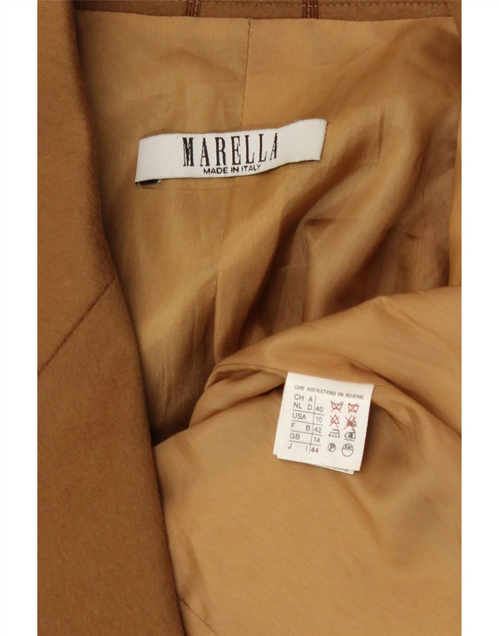 Marella damska marynarka zapinana na 2 guziki UK 14 duża brązowa wełna