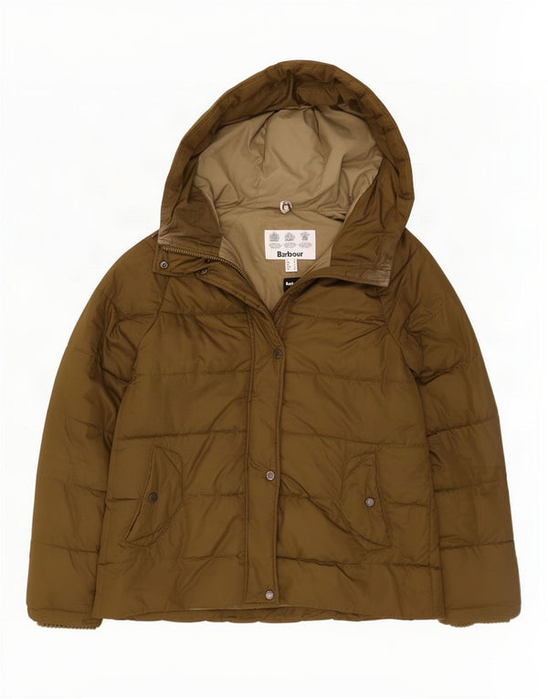 Damska kurtka z kapturem, oversize, wyściełana Barbour UK 8, mała, zielona, poliester
