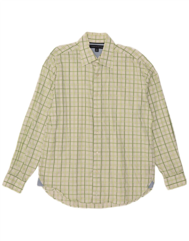 Koszula męska Tommy Hilfiger rozmiar 15 1/2 16 Średnia zielona bawełniana kratka
