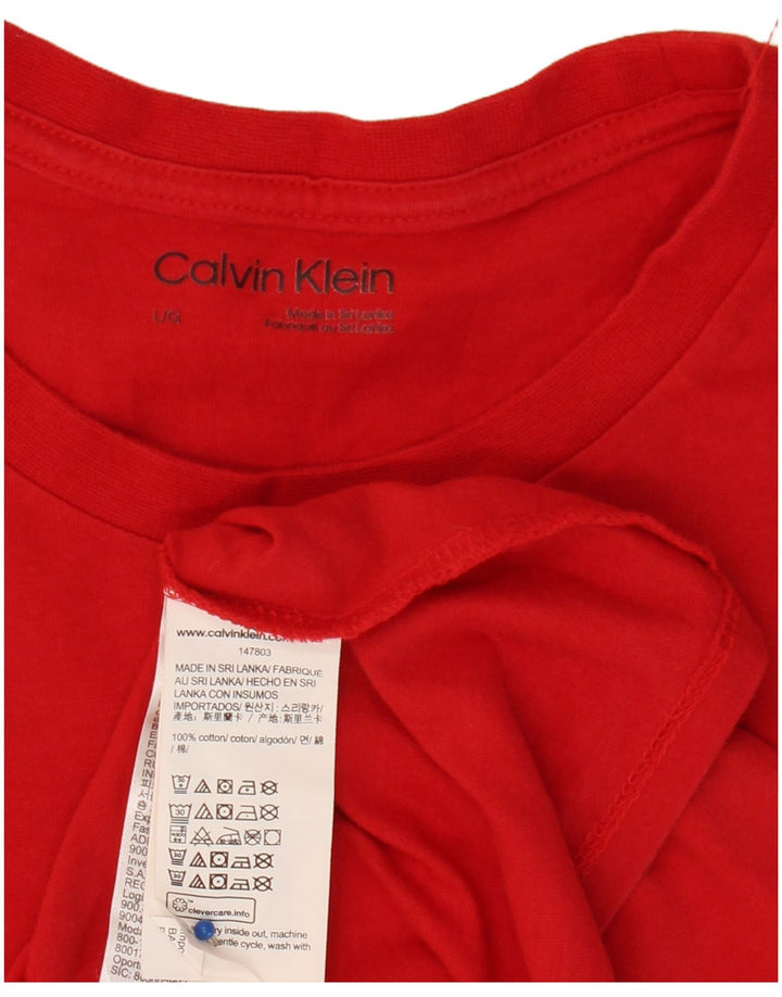 Męski T-shirt z grafiką CALVIN KLEIN, duży, czerwony, bawełniany