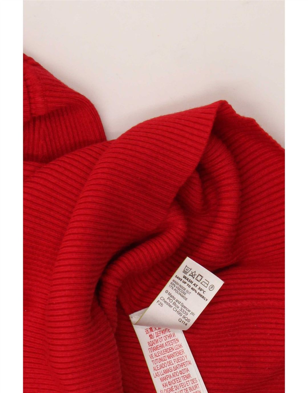 Marks & Spencer Damski sweter z golfem UK 14, średni czerwony, wiskoza
