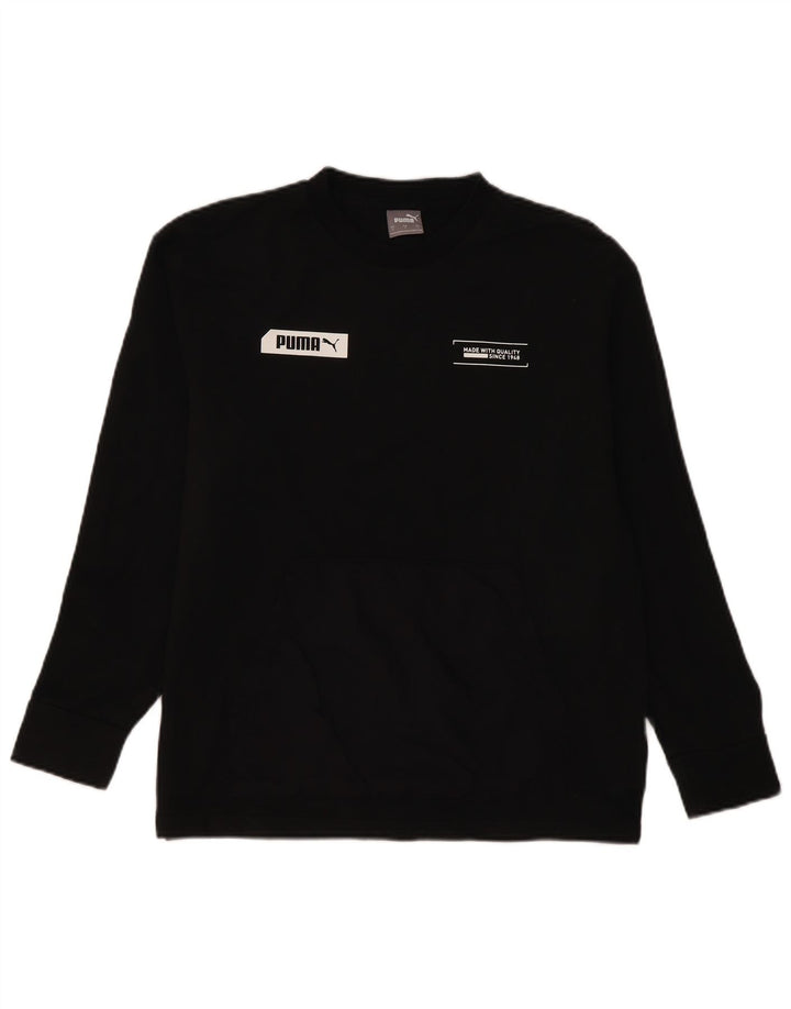 Męska bluza z grafiką Puma, mała, czarna, bawełniana