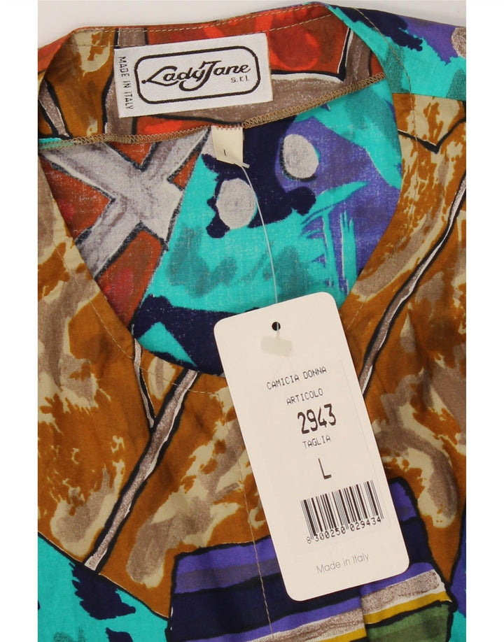 VINTAGE Womens Abstract Pattern Shirt Blouse UK 16 Large Multicoloured Vintage Vintage and Second-Hand Vintage from Messina Hembry 