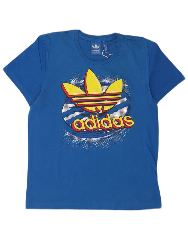 Męska koszulka graficzna Adidas Top Medium Blue Cotton
