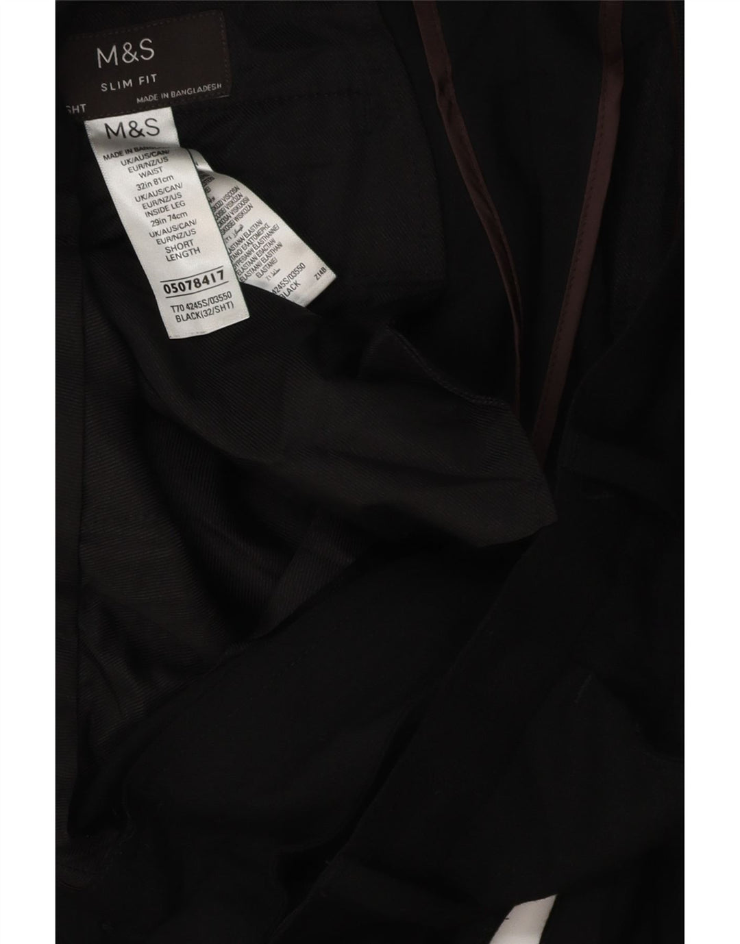Męskie spodnie chino MARKS & SPENCER Slim Fit W32 L28 Czarny poliester