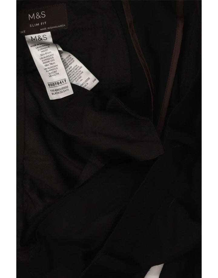 Męskie spodnie chino MARKS & SPENCER Slim Fit W32 L28 Czarny poliester
