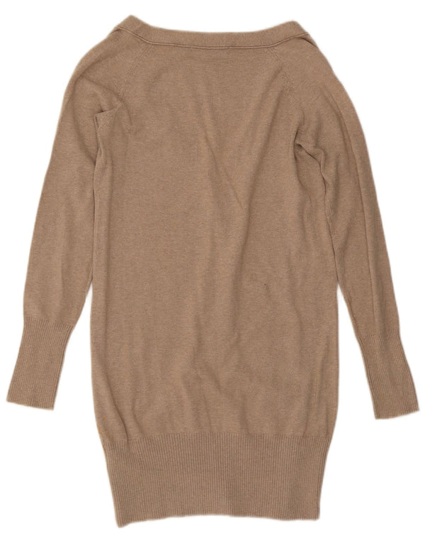 Damski sweter o przedłużonym fasonie Zara UK 12, średni beż, bawełna