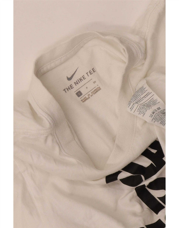 Męski T-shirt z grafiką Nike, mały, biały, bawełniany