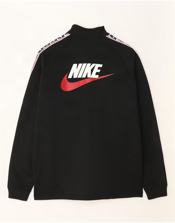 Męska kurtka dresowa Nike z grafiką, mała, czarna, poliestrowa z blokami kolorów
