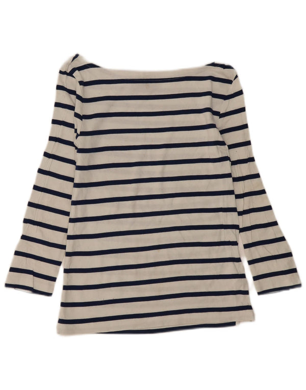 Koszulka Polo Ralph Lauren Damska koszulka z rękawem 3/4, UK 12, średnia, biała bawełna w paski