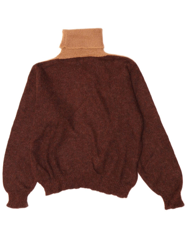Sweter damski w stylu vintage z wywijanym dekoltem UK 16, duży, brązowy kolor