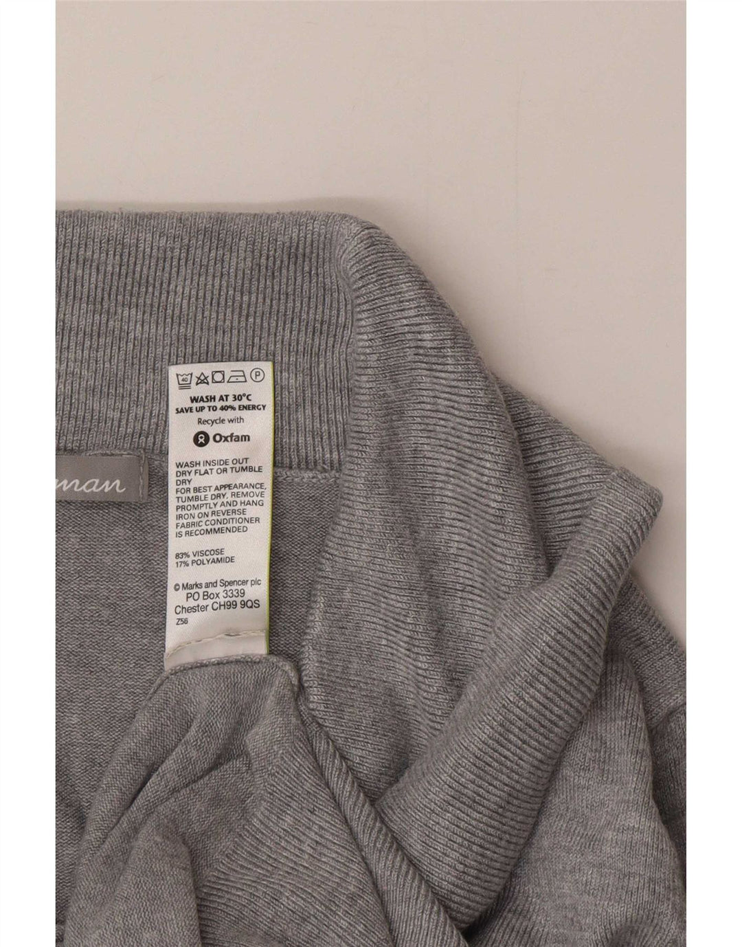 Marks & Spencer Damski sweter z golfem UK 12 Średni szary wiskoza