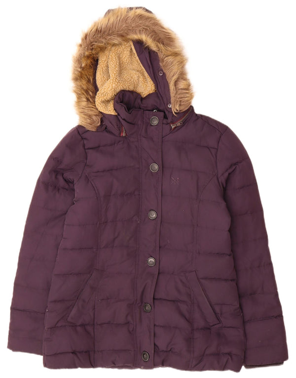 Crew Clothing Damska ocieplana kurtka z kapturem UK 10, mały, fioletowy poliester
