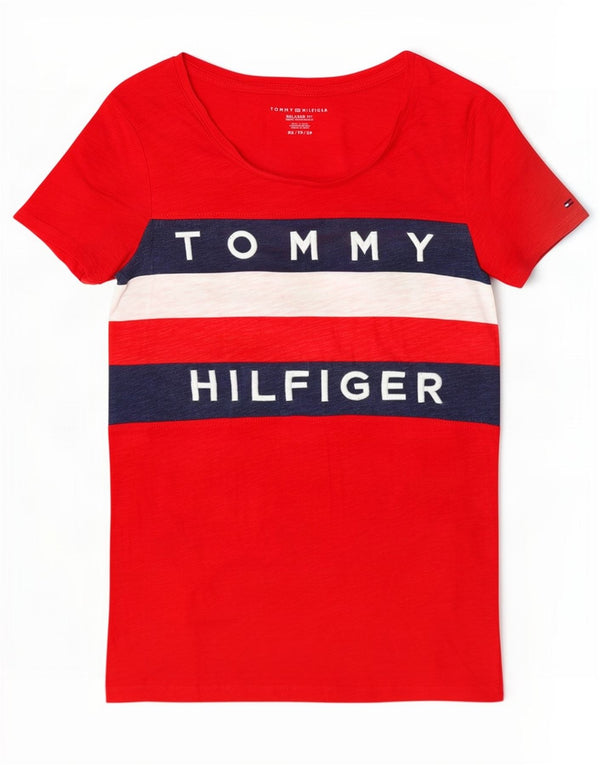 Damska koszulka graficzna Tommy Hilfiger Top UK 6 XS w kolorze czerwonym