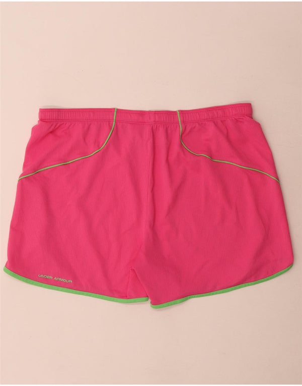 Under Armour Womens Heat Gear Sport Shorts UK 16 Large Pink Polyester