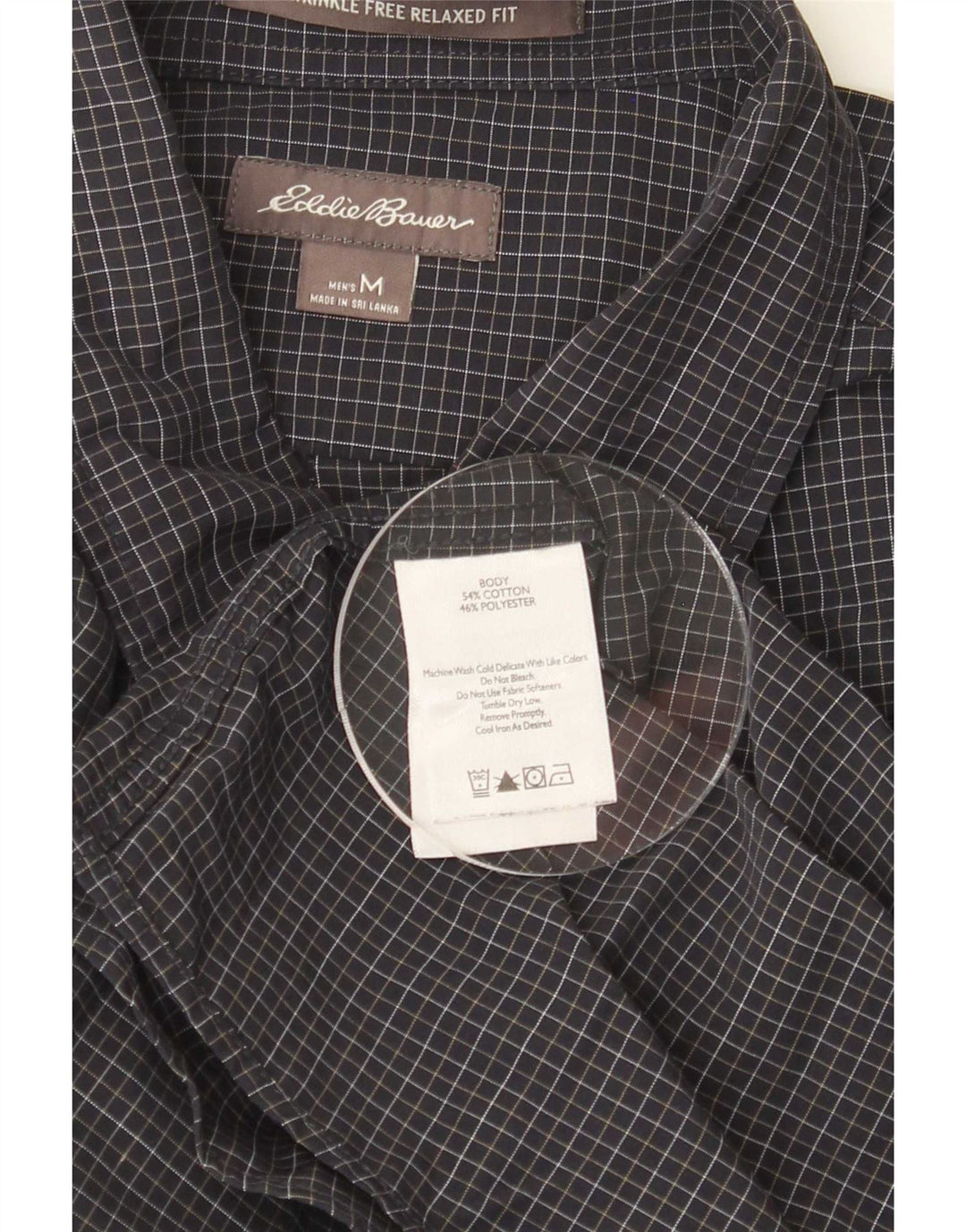 Koszula męska Eddie Bauer o swobodnym kroju, bawełniana w średnią granatową kratkę