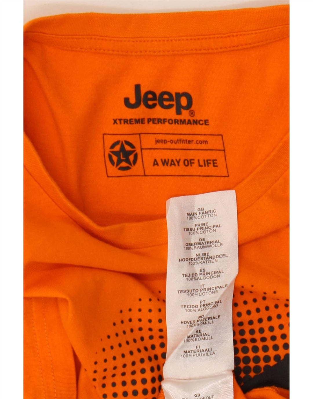 Męski T-shirt z grafiką Jeep, duży, pomarańczowy, bawełniany