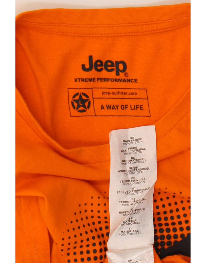 Męski T-shirt z grafiką Jeep, duży, pomarańczowy, bawełniany