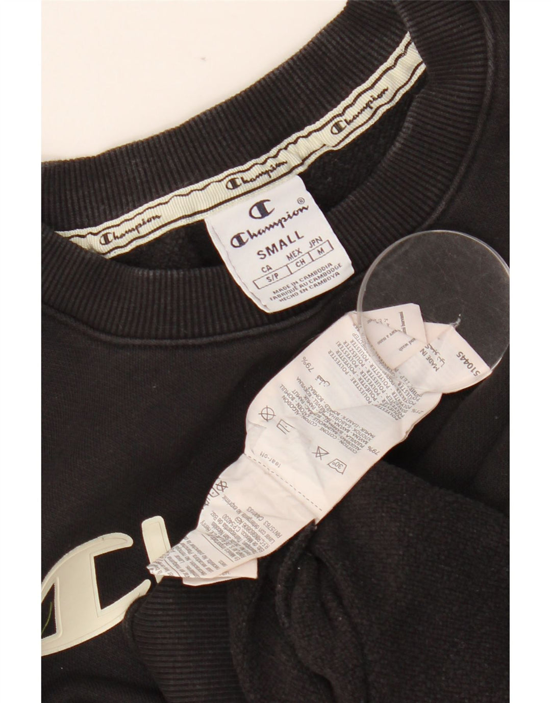 Damski sweter z grafiką CHAMPION UK 10, mały, czarny, bawełniany