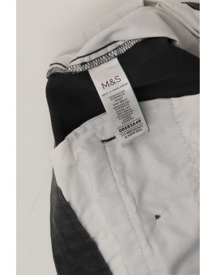 Marks & Spencer Męskie spodnie typu slim chino W34 L33 Szara bawełna