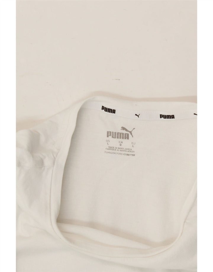 PUMA Womens T-Shirt Top UK 14 Large White Cotton Vintage Puma and Second-Hand Puma from Messina Hembry 