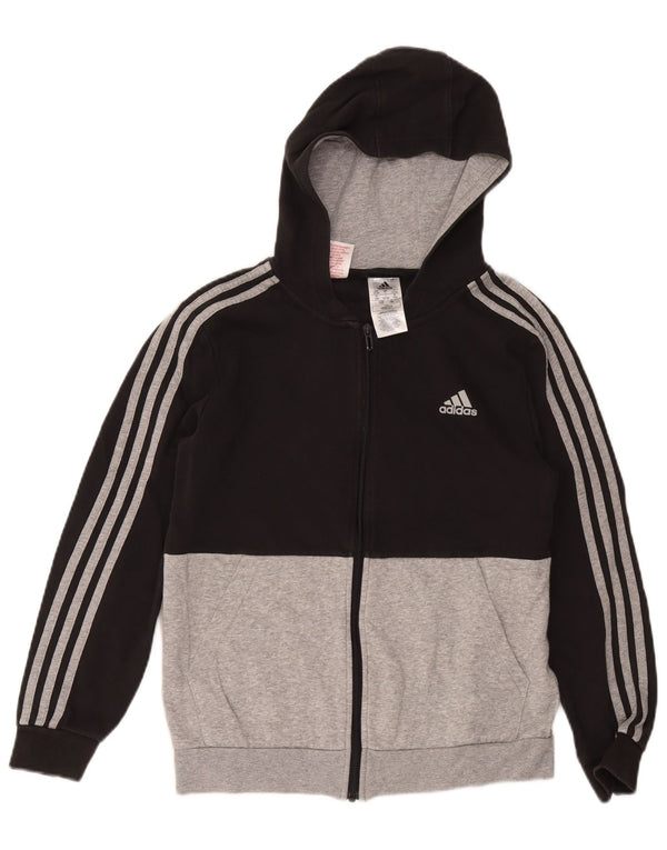 Chłopięcy sweter Adidas z zamkiem błyskawicznym, 13-14 lat, czarna bawełna z blokami kolorów