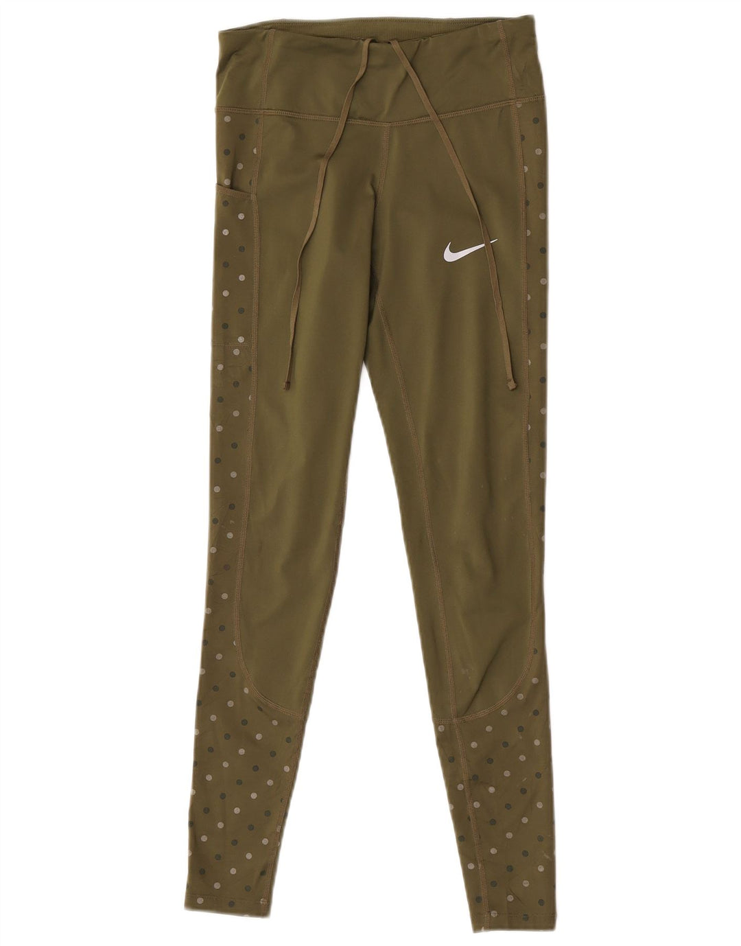 Damskie legginsy Nike Dri Fit UK 4 XS Khaki, poliester w kropki