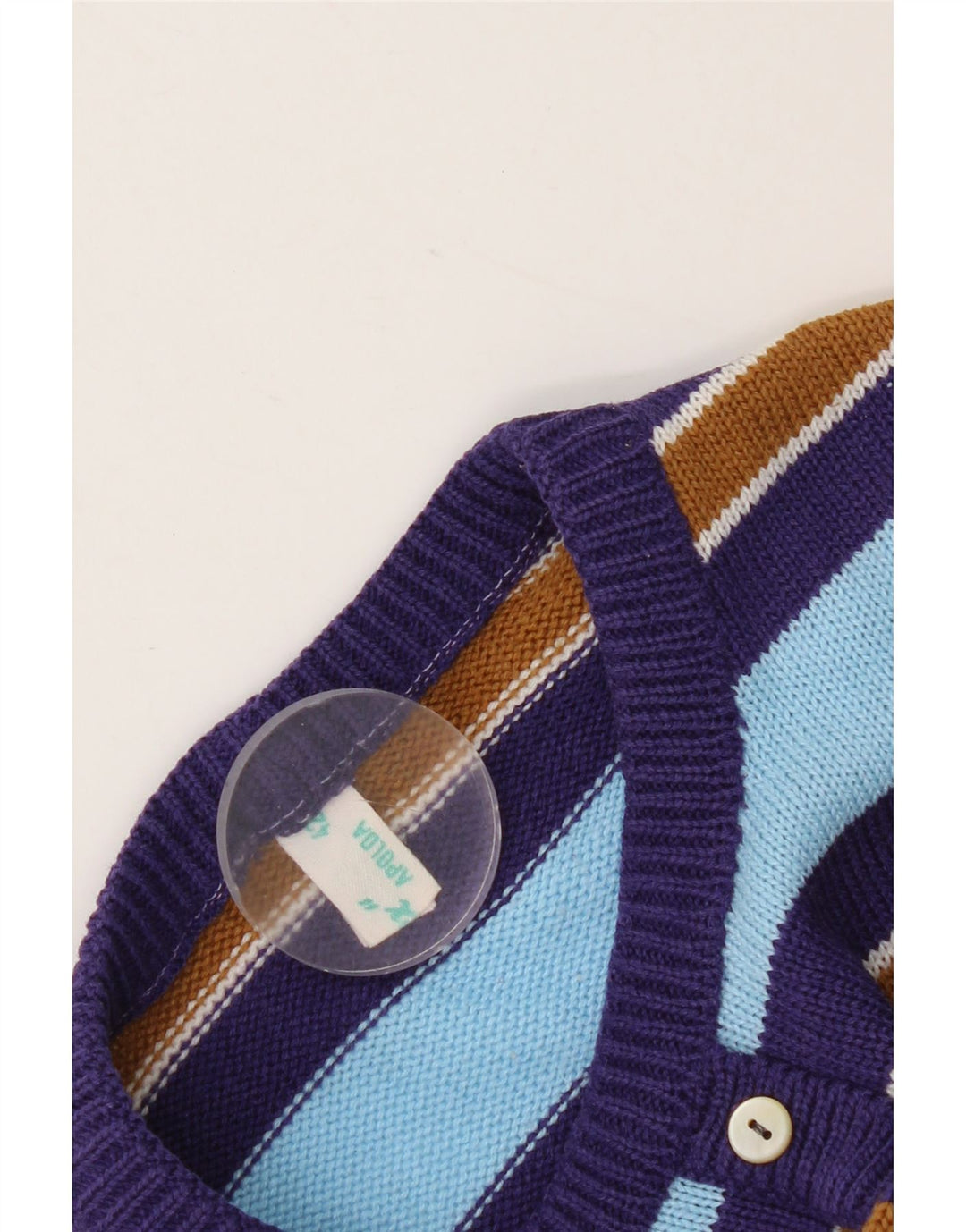 Vintage damski sweter z okrągłym dekoltem IT 42 w średnie fioletowe paski