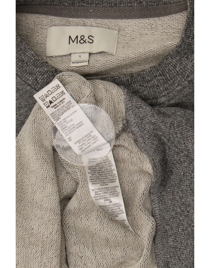 Marks & Spencer Męska bluza dresowa, duża, szara, nakrapiana bawełna