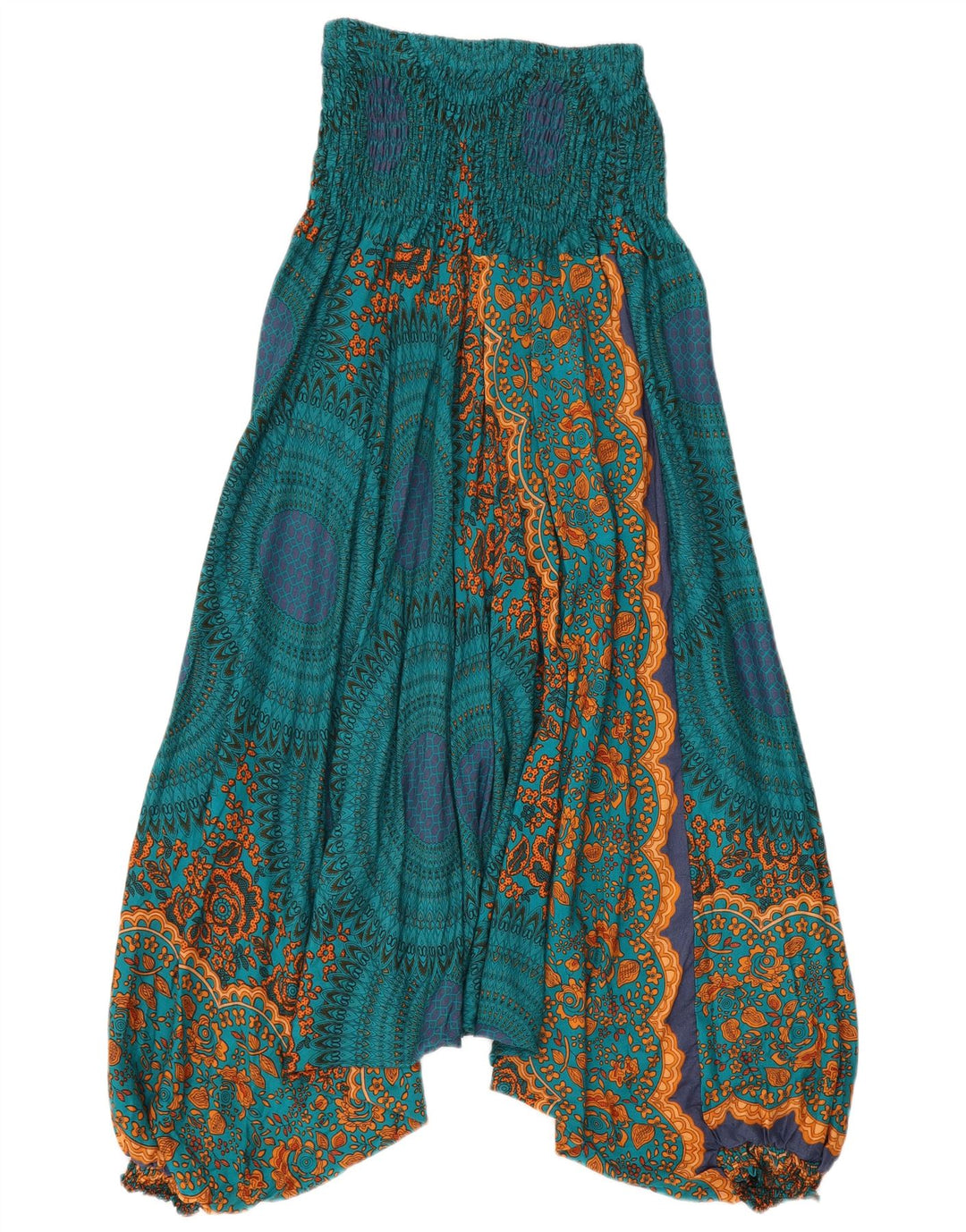 Vintage damskie spodnie haremowe W24 L24 niebieskie paisley