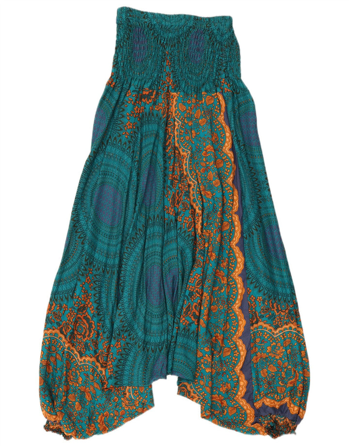 Vintage damskie spodnie haremowe W24 L24 niebieskie paisley