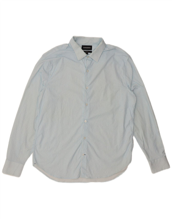 BONOBOS Męska koszula o sportowym kroju, duża, niebieska nylonowa w cętki