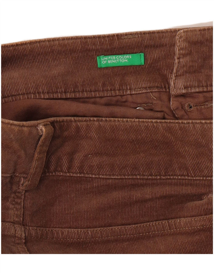 Damskie sztruksowe spodnie Benetton Slim Fit W32 L32 brązowe