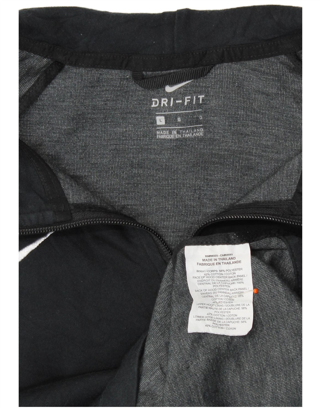 Damski sweter z kapturem i zamkiem Nike UK 16, duży, czarny poliester