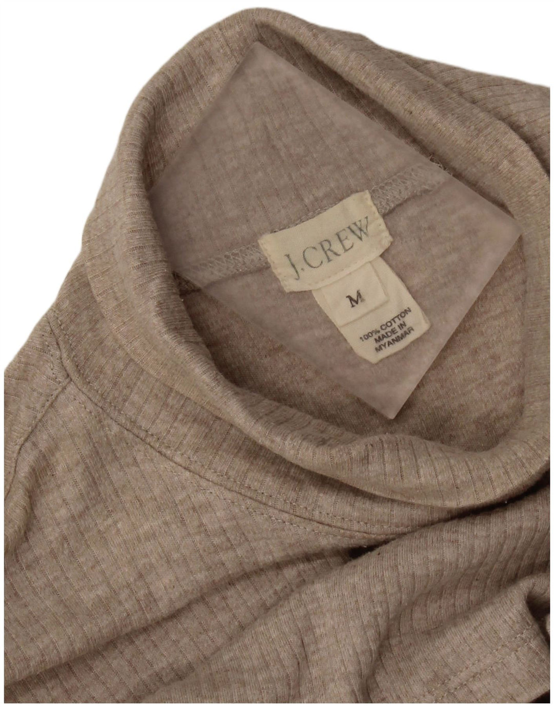 J. CREW Damski sweter z golfem UK 14, średni beż, bawełna