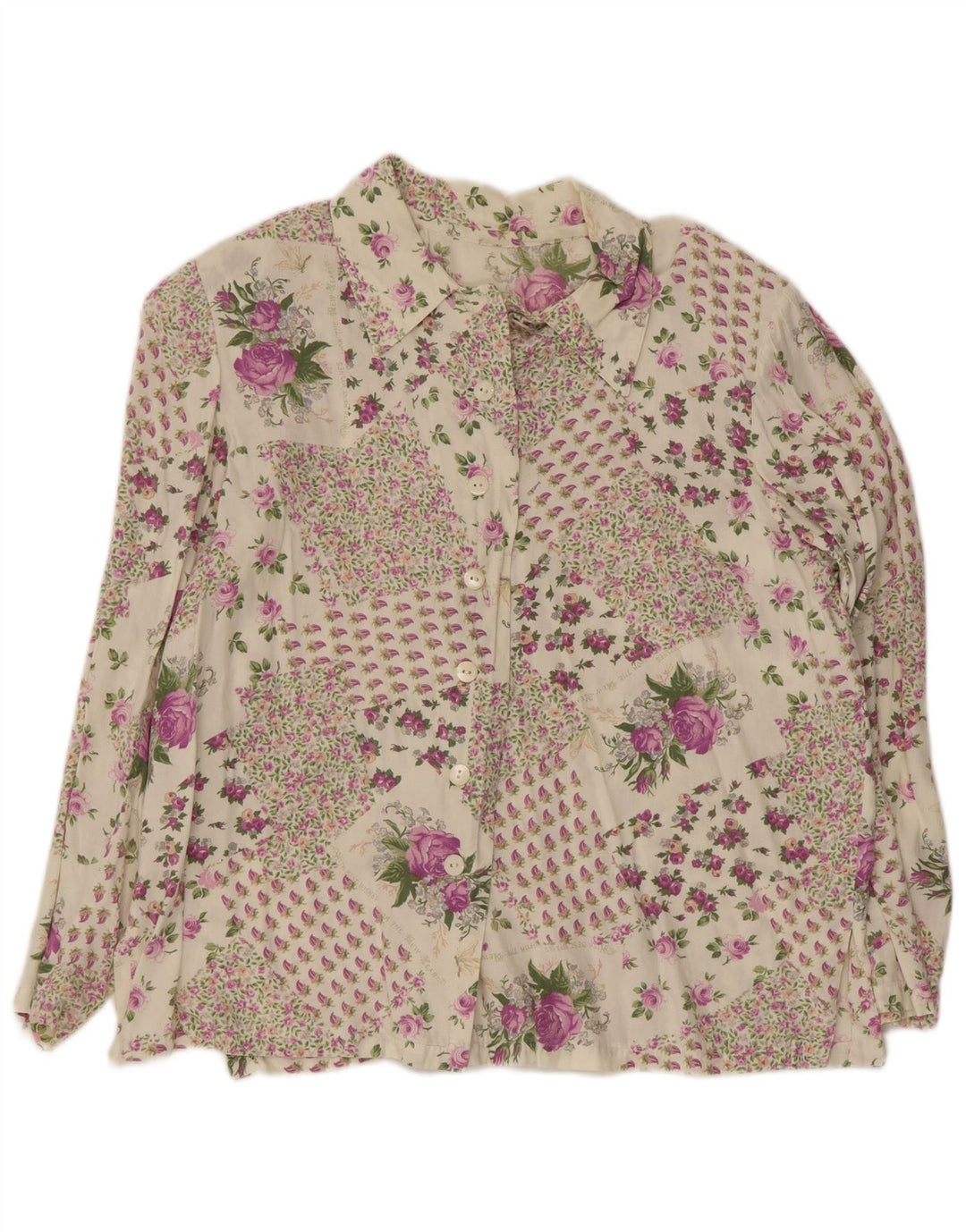 Koszula damska Vintage UK 16, duża, wielobarwna w kwiaty